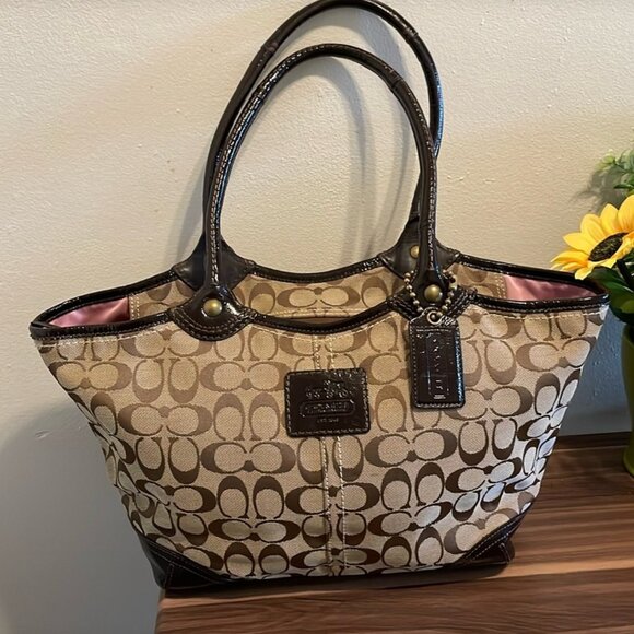 Coach Bleeker Jacquard Leather Tote - H0869 - 12564 - Vintage - Picture 1 of 8